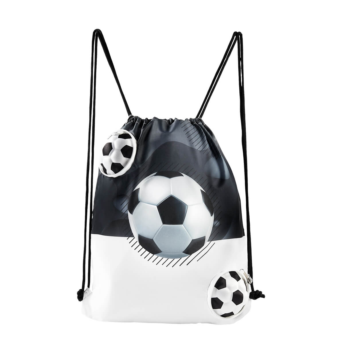BOLSA-MOCHILA MÁGICA SOCCER BLA Y NEG