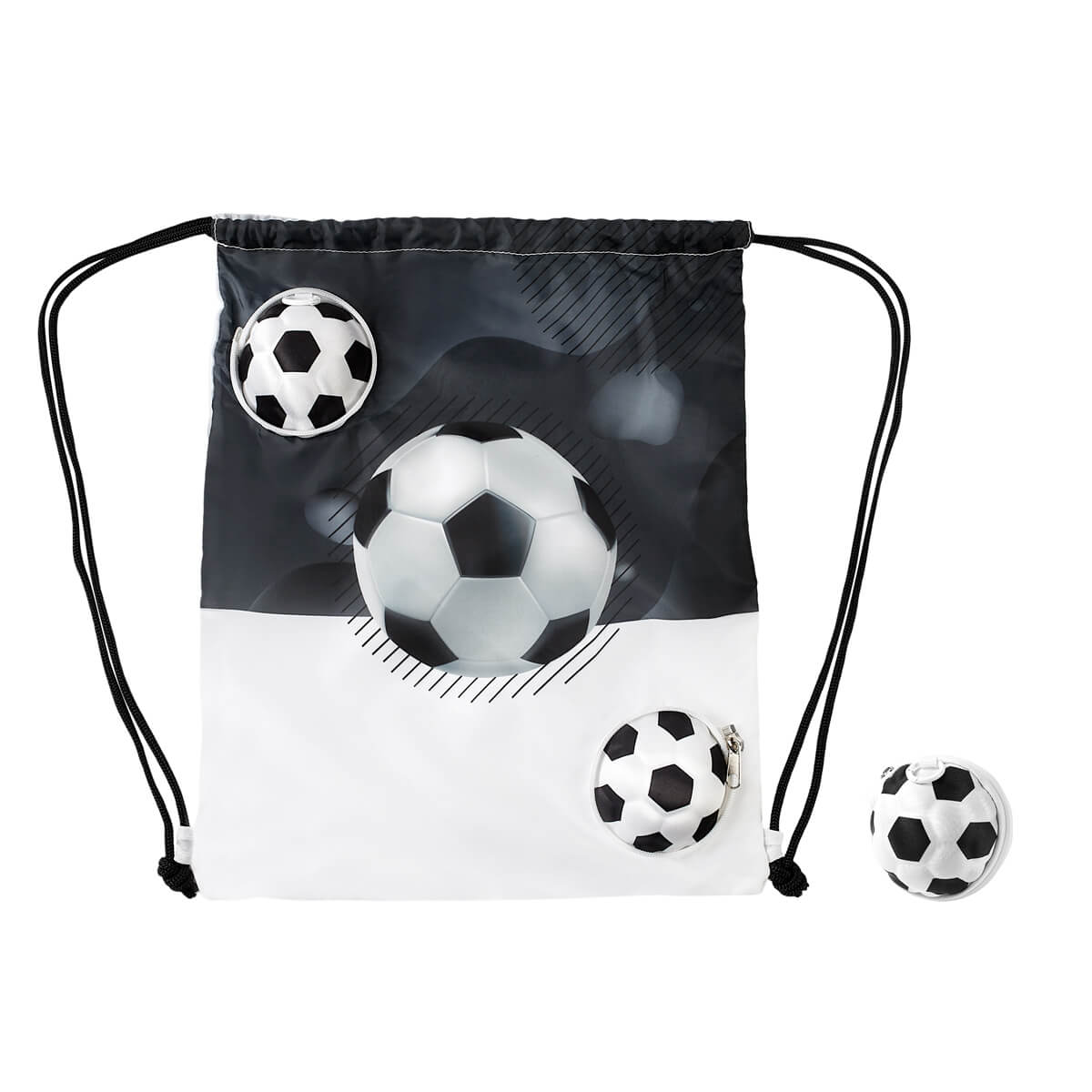 BOLSA-MOCHILA MÁGICA SOCCER BLA Y NEG - Imagen 3